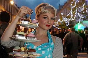 Vintage Waitress with Cakes